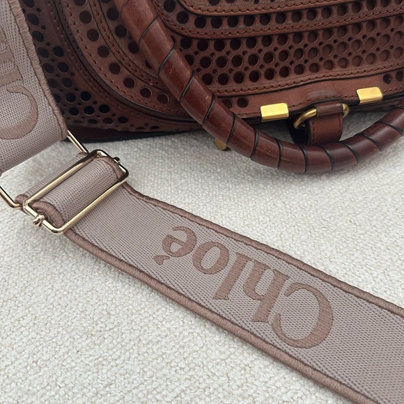 RARE Auth Chloe Medium Marcie perforated crossbody satchel handbag - Picture 10 of 10